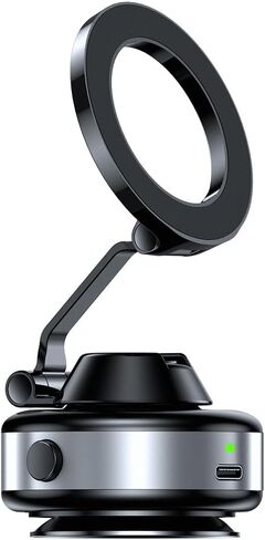 Global Qi Electric Suction Phone Mount – 360° Magnetic Holder for iPhone 12–16 & Compatible Phones, Strong Grip Stand for Desk, Mirror, Car, Windshield, Vlogging & Video Recording in Saudi Arabia