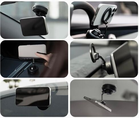 Global Qi Electric Suction Phone Mount – 360° Magnetic Holder for iPhone 12–16 & Compatible Phones, Strong Grip Stand for Desk, Mirror, Car, Windshield, Vlogging & Video Recording in Saudi Arabia