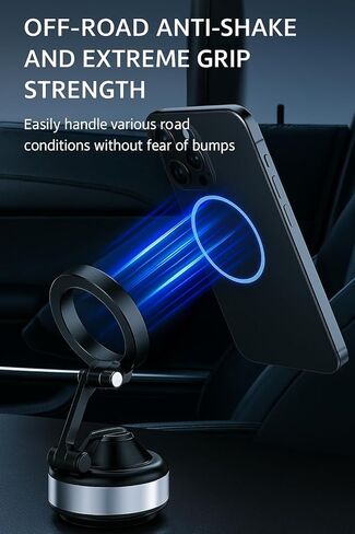 Global Qi Electric Suction Phone Mount – 360° Magnetic Holder for iPhone 12–16 & Compatible Phones, Strong Grip Stand for Desk, Mirror, Car, Windshield, Vlogging & Video Recording in Saudi Arabia