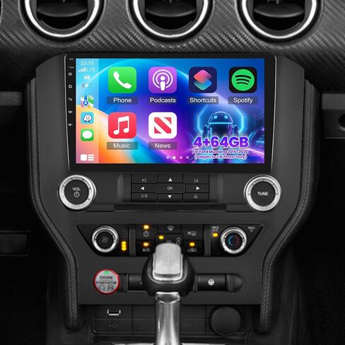 4+64G 9 inch Screen Radio for Ford Mustang 2015 2016 2017 2018 2019 2020 (Adapts to 3 Buttons) -Android Touchscreen Car Stereo with Carplay/Android Auto/Bluetooth 5.0/32 EQ Audio in Saudi Arabia