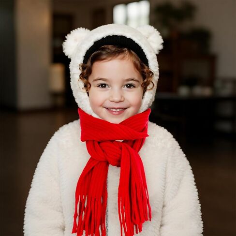Knitted Tassel Scarf Kids Toddler Scarves Neck Warmer Fashion Solid Wrap Shawl for Winter Boy Girl in Saudi Arabia