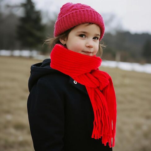 Knitted Tassel Scarf Kids Toddler Scarves Neck Warmer Fashion Solid Wrap Shawl for Winter Boy Girl in Saudi Arabia