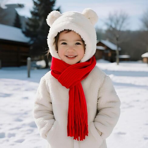 Knitted Tassel Scarf Kids Toddler Scarves Neck Warmer Fashion Solid Wrap Shawl for Winter Boy Girl in Saudi Arabia