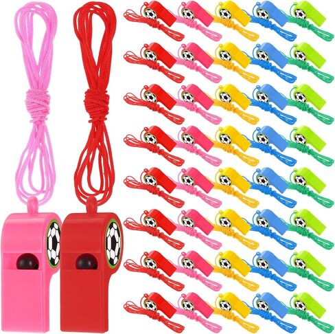 300 Pcs Plastic Whistles Bulk with Lanyard Loud Crisp Sound Sports Whistle for Christmas Birthday Party Goody Bag Fillers Referees Coaches Survival Emergency Camping, 5 Brilliant Colors in Saudi Arabia