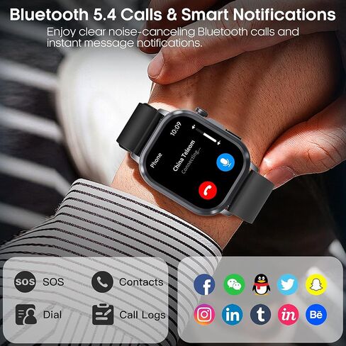 ساعات ذكية للرجال والنساء، جهاز تتبع اللياقة البدنية AMOLED مع معدل ضربات القلب/الضغط/النوم على مدار الساعة طوال أيام الأسبوع، الرد/إجراء المكالمات، وجه ساعة AI، صوت AI، مصباح يدوي ساطع، عداد خطوات مقاوم للماء IP68 لنظام Android iOS in Kuwait