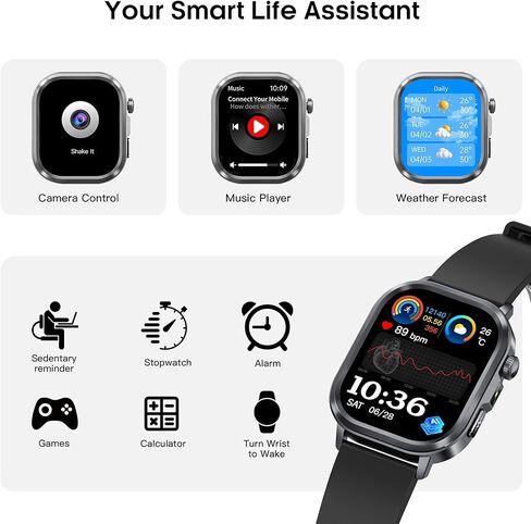 ساعات ذكية للرجال والنساء، جهاز تتبع اللياقة البدنية AMOLED مع معدل ضربات القلب/الضغط/النوم على مدار الساعة طوال أيام الأسبوع، الرد/إجراء المكالمات، وجه ساعة AI، صوت AI، مصباح يدوي ساطع، عداد خطوات مقاوم للماء IP68 لنظام Android iOS in Kuwait