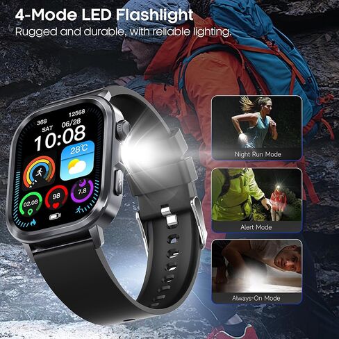ساعات ذكية للرجال والنساء، جهاز تتبع اللياقة البدنية AMOLED مع معدل ضربات القلب/الضغط/النوم على مدار الساعة طوال أيام الأسبوع، الرد/إجراء المكالمات، وجه ساعة AI، صوت AI، مصباح يدوي ساطع، عداد خطوات مقاوم للماء IP68 لنظام Android iOS in Kuwait