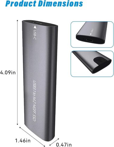 حاوية M.2 NVMe، USB 3.1 GEN1 بسرعة 5 جيجابت في الثانية بدون أدوات، M.2 NVMe. إلى محول USB، حاوية SSD لمفتاح Nvme PCIe M، ألومنيوم، رمادي in Saudi Arabia