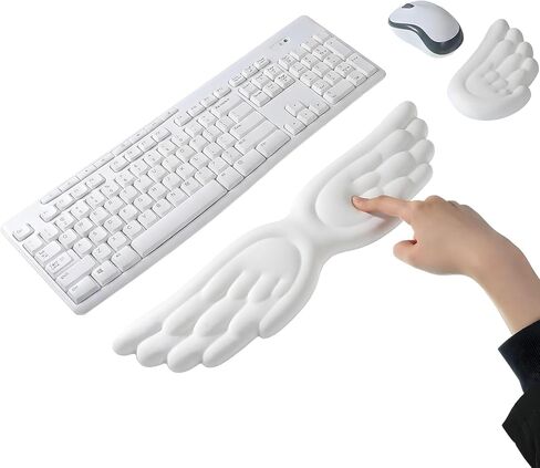 Angel Wing Wrist Rest Set of 2, Cloud Keyboard Mouse Wrist Support Ergonomic Memory Foam Cushion Hand Support Computer Palm Rest Anti-Slip Waterproof Cute for Laptop Gaming Home Office in Saudi Arabia