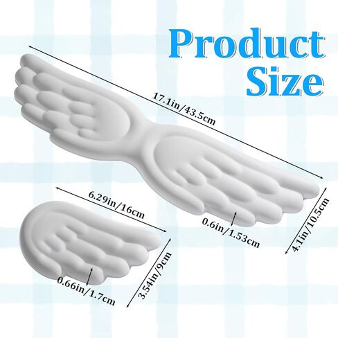 Angel Wing Wrist Rest Set of 2, Cloud Keyboard Mouse Wrist Support Ergonomic Memory Foam Cushion Hand Support Computer Palm Rest Anti-Slip Waterproof Cute for Laptop Gaming Home Office in Saudi Arabia