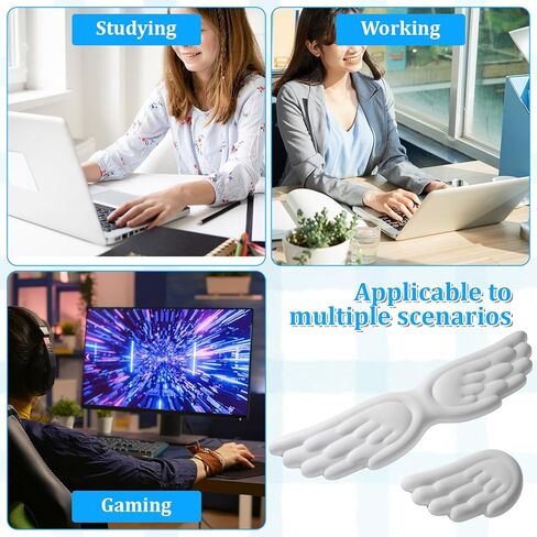 Angel Wing Wrist Rest Set of 2, Cloud Keyboard Mouse Wrist Support Ergonomic Memory Foam Cushion Hand Support Computer Palm Rest Anti-Slip Waterproof Cute for Laptop Gaming Home Office in Saudi Arabia