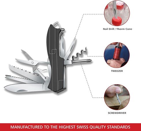 أداة حمل وإمساك المنزل الصغيرة 9 في 1 من سويس إيجل، ممتازة مع شفرة ومقص ومفك براغي وزردية وعدسة مكبرة وملقاط هدايا عيد الميلاد - أزرق (أسود) in Kuwait