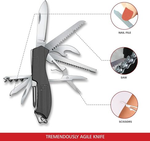 أداة حمل وإمساك المنزل الصغيرة 9 في 1 من سويس إيجل، ممتازة مع شفرة ومقص ومفك براغي وزردية وعدسة مكبرة وملقاط هدايا عيد الميلاد - أزرق (أسود) in Kuwait