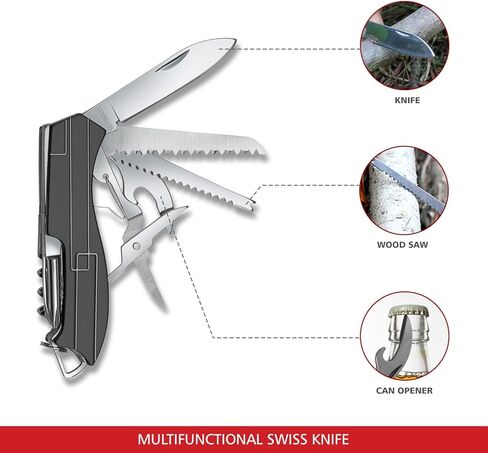 أداة حمل وإمساك المنزل الصغيرة 9 في 1 من سويس إيجل، ممتازة مع شفرة ومقص ومفك براغي وزردية وعدسة مكبرة وملقاط هدايا عيد الميلاد - أزرق (أسود) in Kuwait