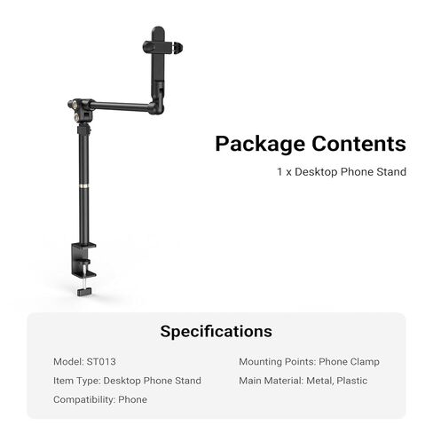 NEEWER CM28 PRO Wireless Lavalier Lapel Microphone System + Basics ST013 Overhead Desk Tripod Phone Mount Holder Stand, 656ft/200m Range Mic Compatible with iPhone iPad Android Camera PC in Saudi Arabia