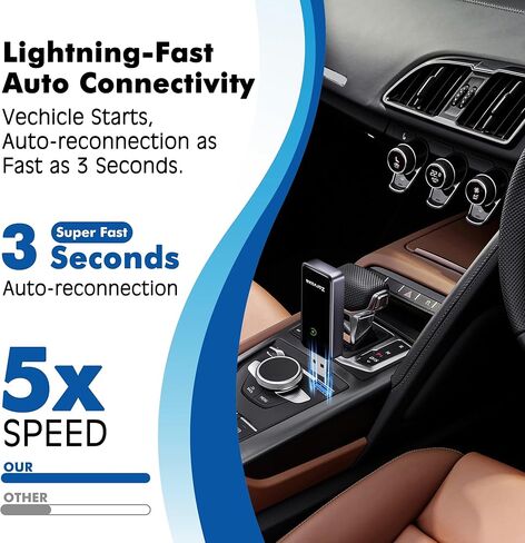 محول CarPlay اللاسلكي لهاتف iPhone - Zorvoxa 2025، يحول السلكي إلى CarPlay اللاسلكي، 5.8 جيجا هرتز WiFi وBluetooth 5.3، إعادة توصيل 3s، كابلات USB-A/C، التوصيل والتشغيل لسيارات 2016+ in Saudi Arabia