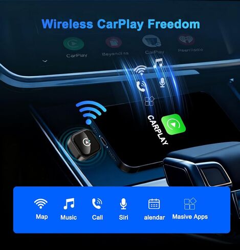 قطعة واحدة من محول CarPlay اللاسلكي، 2 في 1 CarPlay ودونجل Android، اتصال تلقائي سريع، محول توصيل وتشغيل واي فاي ثنائي النطاق، مع محول USB-C، لمركبات CarPlay in Saudi Arabia