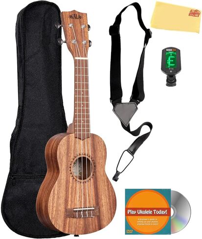 Kala KA-TEAK-S قيثارة خشب الساج سوبرانو مع حافظة صلبة وحزام وموالف وأقراص DVD التعليمية لأوستن بازار وقماش تلميع in Saudi Arabia