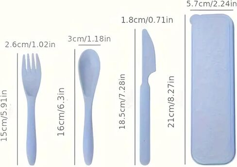 3-in-1 Camping Utensil Set BLUE – Reusable Travel Utensils with Portable Plastic Case – Ideal for Picnics, Camping & Everyday Use in Saudi Arabia