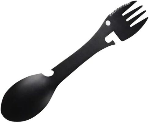 5-in-1 Camping Utensils Cutlery Stainless Steel Camping Fork K Nife Spoon Bottle Opener Set Multifunctional Camping Flatware in Saudi Arabia