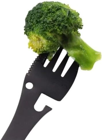 5-in-1 Camping Utensils Cutlery Stainless Steel Camping Fork K Nife Spoon Bottle Opener Set Multifunctional Camping Flatware in Saudi Arabia