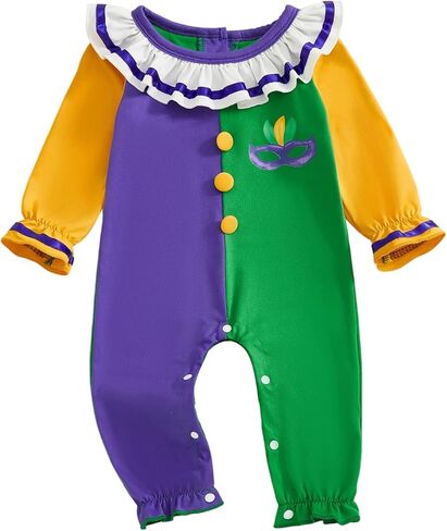 زي My First Mardi Gras للفتيات الصغيرات قناع الكرنفال، بدلة رومبير بأكمام طويلة، ملابس حديثي الولادة in Kuwait