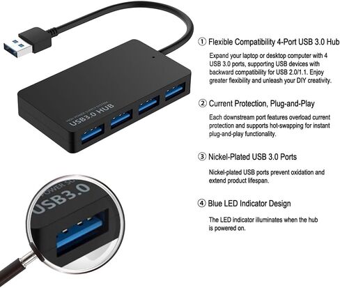 1pc High Speed Charging Cable Converter Adapter Hub 2.0 USB Splitter, Multi Interface - 4 Port, USB Extender HUB 2.0，Desktop PC Laptop Splitter in Saudi Arabia