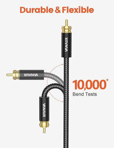 VANAUX Subwoofer Cable Digital Audio Coaxial Cable [24K Gold Plated Connectors] S/PDIF RCA to RCA Cable for Home Theater, Soundbar, Projector, Gaming Console, Amplifier, Speaker (3feet/1m) in Saudi Arabia