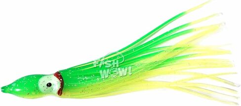 20pcs Squid Skirts 4 3/4 inch Hoochies 12cm Octopus Fishing Soft Lure Chartreuse Yellow Green -Fish WOW!- in Saudi Arabia