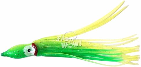 20pcs Squid Skirts 4 3/4 inch Hoochies 12cm Octopus Fishing Soft Lure Chartreuse Yellow Green -Fish WOW!- in Saudi Arabia