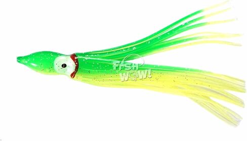 20pcs Squid Skirts 4 3/4 inch Hoochies 12cm Octopus Fishing Soft Lure Chartreuse Yellow Green -Fish WOW!- in Saudi Arabia