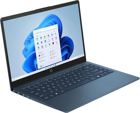 كمبيوتر محمول HP Stream 14 بوصة HD BrightView، معالج Intel Celeron N150، ذاكرة الوصول العشوائي 4 جيجابايت، تخزين 128 جيجابايت، رسومات Intel HD، كاميرا ويب 720 بكسل، أزرق، ويندوز 11 S (متجدد) in Kuwait