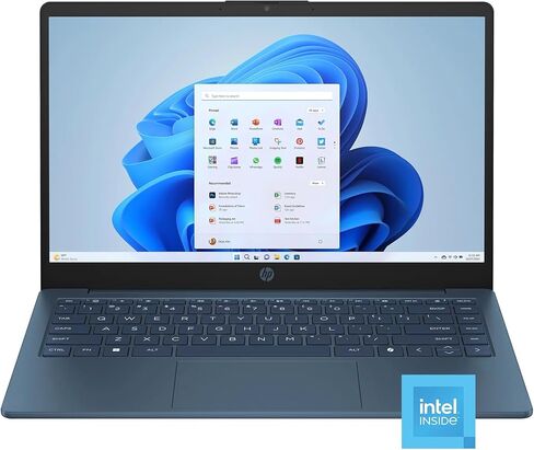 كمبيوتر محمول HP Stream 14 بوصة HD BrightView، معالج Intel Celeron N150، ذاكرة الوصول العشوائي 4 جيجابايت، تخزين 128 جيجابايت، رسومات Intel HD، كاميرا ويب 720 بكسل، أزرق، ويندوز 11 S (متجدد) in Kuwait