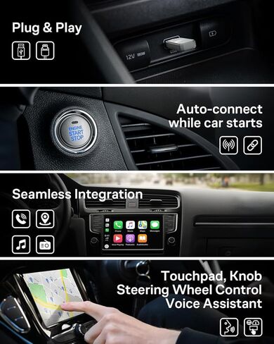Wireless CarPlay Adapter 2026 Mini 2-in-1 for iPhone & Android Auto, Convert Wired to Wireless Car Play Dongle, USB/Type-C Plug & Play, Fast Auto Connect, for Apple iOS 8+, Android 10+ in Kuwait
