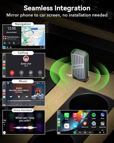 Wireless CarPlay Adapter 2026 Mini 2-in-1 for iPhone & Android Auto, Convert Wired to Wireless Car Play Dongle, USB/Type-C Plug & Play, Fast Auto Connect, for Apple iOS 8+, Android 10+ in Kuwait