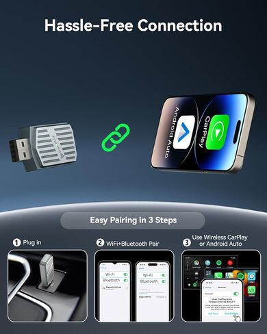 Wireless CarPlay Adapter 2026 Mini 2-in-1 for iPhone & Android Auto, Convert Wired to Wireless Car Play Dongle, USB/Type-C Plug & Play, Fast Auto Connect, for Apple iOS 8+, Android 10+ in Kuwait