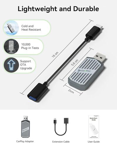 Wireless CarPlay Adapter 2026 Mini 2-in-1 for iPhone & Android Auto, Convert Wired to Wireless Car Play Dongle, USB/Type-C Plug & Play, Fast Auto Connect, for Apple iOS 8+, Android 10+ in Kuwait
