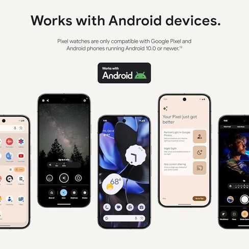 ساعة Google Pixel 3 (41 مم) - ساعة ذكية تعمل بنظام Android، تتبع معدل ضربات القلب، الجري المتقدم من Fitbit، رؤى اللياقة البدنية، بطارية تدوم 24 ساعة - هيكل من الألومنيوم باللون الذهبي الشمبانيا - حزام عسلي - Wi-Fi (متجدد) in Kuwait