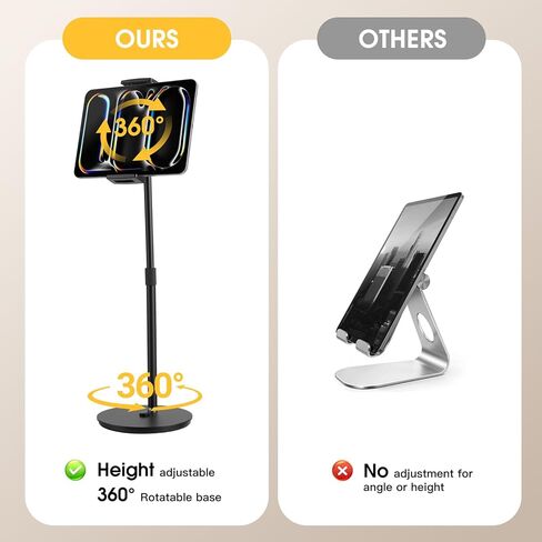Tablet Stand Holder,ipad Stand for Desk,360° Rotatable Base,13-21" Height Adjustable Portable Monitor Stand,Aluminum Desktop Tablet Stand iPad Holder for Desk for 4.7"-15.6" Kindle, Samsung,Phones in Saudi Arabia
