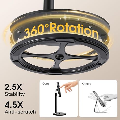 Tablet Stand Holder,ipad Stand for Desk,360° Rotatable Base,13-21" Height Adjustable Portable Monitor Stand,Aluminum Desktop Tablet Stand iPad Holder for Desk for 4.7"-15.6" Kindle, Samsung,Phones in Saudi Arabia