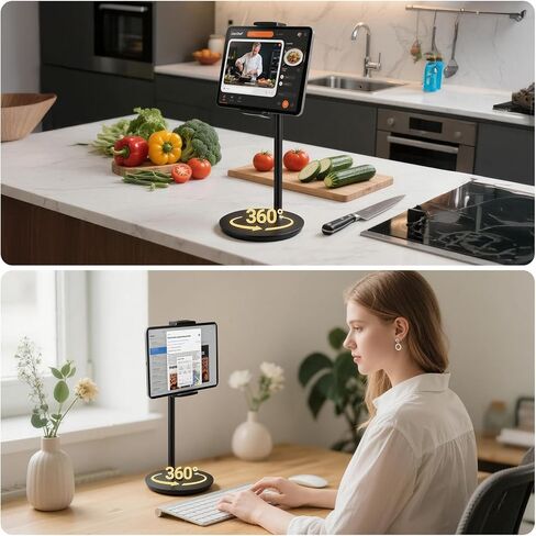 Tablet Stand Holder,ipad Stand for Desk,360° Rotatable Base,13-21" Height Adjustable Portable Monitor Stand,Aluminum Desktop Tablet Stand iPad Holder for Desk for 4.7"-15.6" Kindle, Samsung,Phones in Saudi Arabia