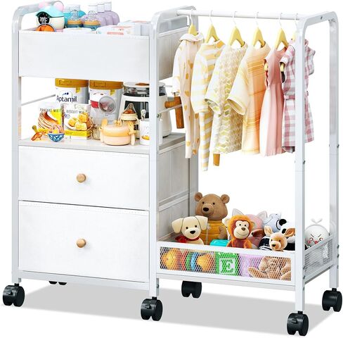 منظم علبة حفاضات الأطفال مع رف معلق، عربة أدوات حفاضات دوارة مع فواصل وأدراج لتخزين أساسيات الطفل، عربة بجانب السرير مع عجلات لمحطة تغيير الحفاضات، سرير الأطفال، الحضانة، غرفة النوم in Kuwait
