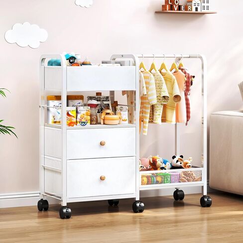 منظم علبة حفاضات الأطفال مع رف معلق، عربة أدوات حفاضات دوارة مع فواصل وأدراج لتخزين أساسيات الطفل، عربة بجانب السرير مع عجلات لمحطة تغيير الحفاضات، سرير الأطفال، الحضانة، غرفة النوم in Kuwait