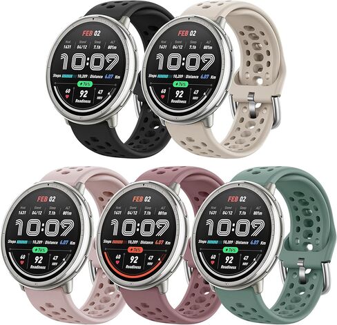 5 Pack Silicone Sport Watch Bands Compatible with Amazfit Active 2/1/Active 2 Sq,20mm Soft Breathable Waterproof Replacement Strap for Amazfit GTS 4/3/2/GTR mini/Bip 3 Pro/3/Bip U Pro in Kuwait