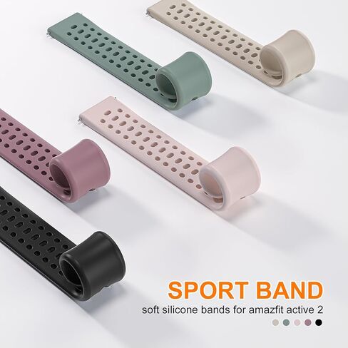 5 Pack Silicone Sport Watch Bands Compatible with Amazfit Active 2/1/Active 2 Sq,20mm Soft Breathable Waterproof Replacement Strap for Amazfit GTS 4/3/2/GTR mini/Bip 3 Pro/3/Bip U Pro in Kuwait