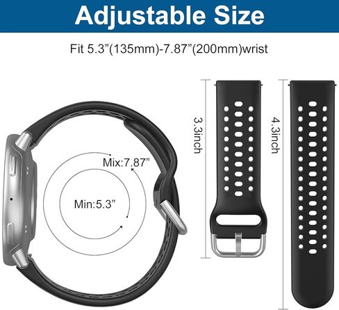 5 Pack Silicone Sport Watch Bands Compatible with Amazfit Active 2/1/Active 2 Sq,20mm Soft Breathable Waterproof Replacement Strap for Amazfit GTS 4/3/2/GTR mini/Bip 3 Pro/3/Bip U Pro in Kuwait