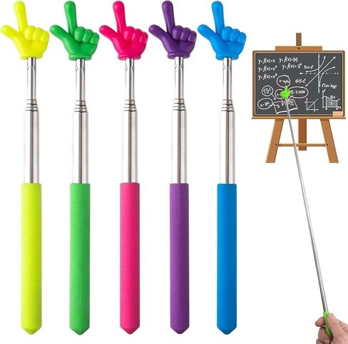 5 قطع من عصا مؤشر الإصبع، عصا مؤشر للمعلم، عصا مؤشر يدوية قابلة للسحب للمدرسة، وعروض الفصول الدراسية، أصفر، أخضر، أزرق، أرجواني، وردي in Kuwait