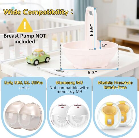 حامل مضخة الثدي من السيليكون، قاعدة مضادة للإمالة، آمنة للاستخدام في غسالة الأطباق، مقبض سهل الحمل للأمهات أثناء التنقل، من أجل Momcozy M5، eufy E20/S1/S1 Pro، Medela Freestyle بدون استخدام اليدين (مضخة الثدي غير متضمنة) in Kuwait