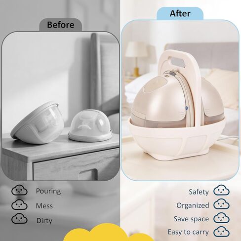 حامل مضخة الثدي من السيليكون، قاعدة مضادة للإمالة، آمنة للاستخدام في غسالة الأطباق، مقبض سهل الحمل للأمهات أثناء التنقل، من أجل Momcozy M5، eufy E20/S1/S1 Pro، Medela Freestyle بدون استخدام اليدين (مضخة الثدي غير متضمنة) in Kuwait