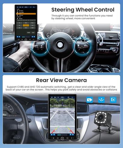 10.4 بوصة سيارة ستيريو واحدة Din لاسلكية Carplay تعمل باللمس، راديو سيارة Rimoody عمودي قابل للفصل مع بلوتوث راديو FM مرآة وصلة TF/USB/AUX مدخل مشغل وسائط السيارة + كاميرا احتياطية in Kuwait